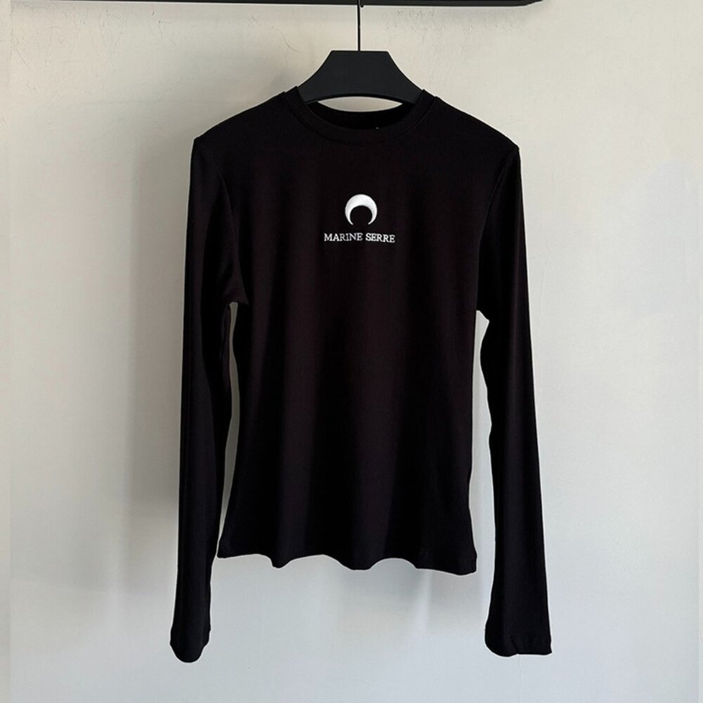 Marine Serre Crescent Moon Long Sleeve T-Shirt Black